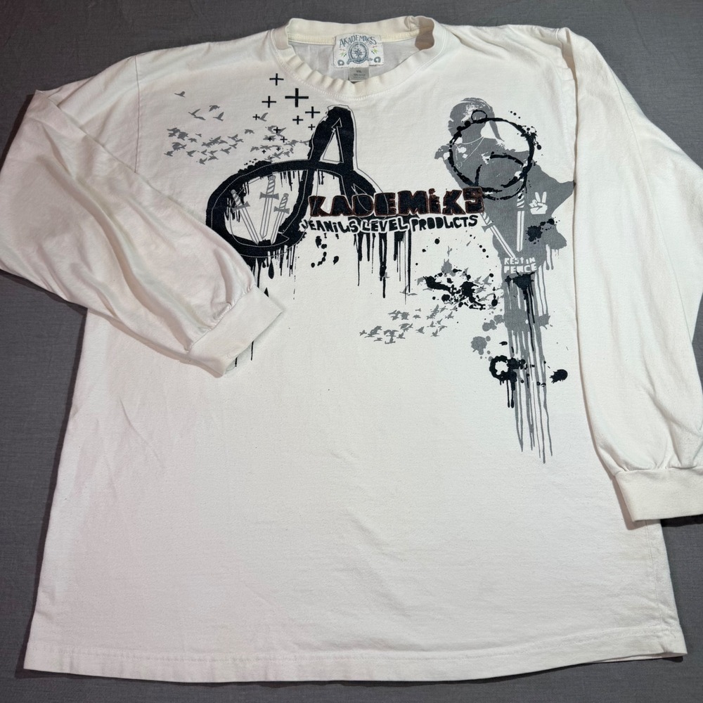 Akademiks Long Sleeve Shirt Mens XXL White Fair Graphic Jeanius Level Y2K Urban